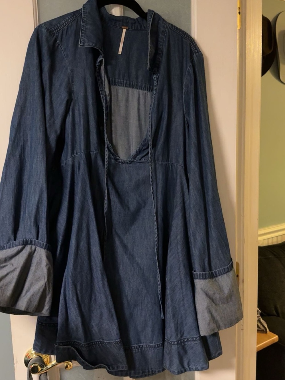 Free People Denim Mini Dress in Dark Blue